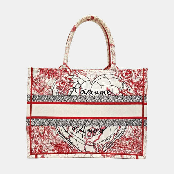 Book Tote Medium Fabric Red