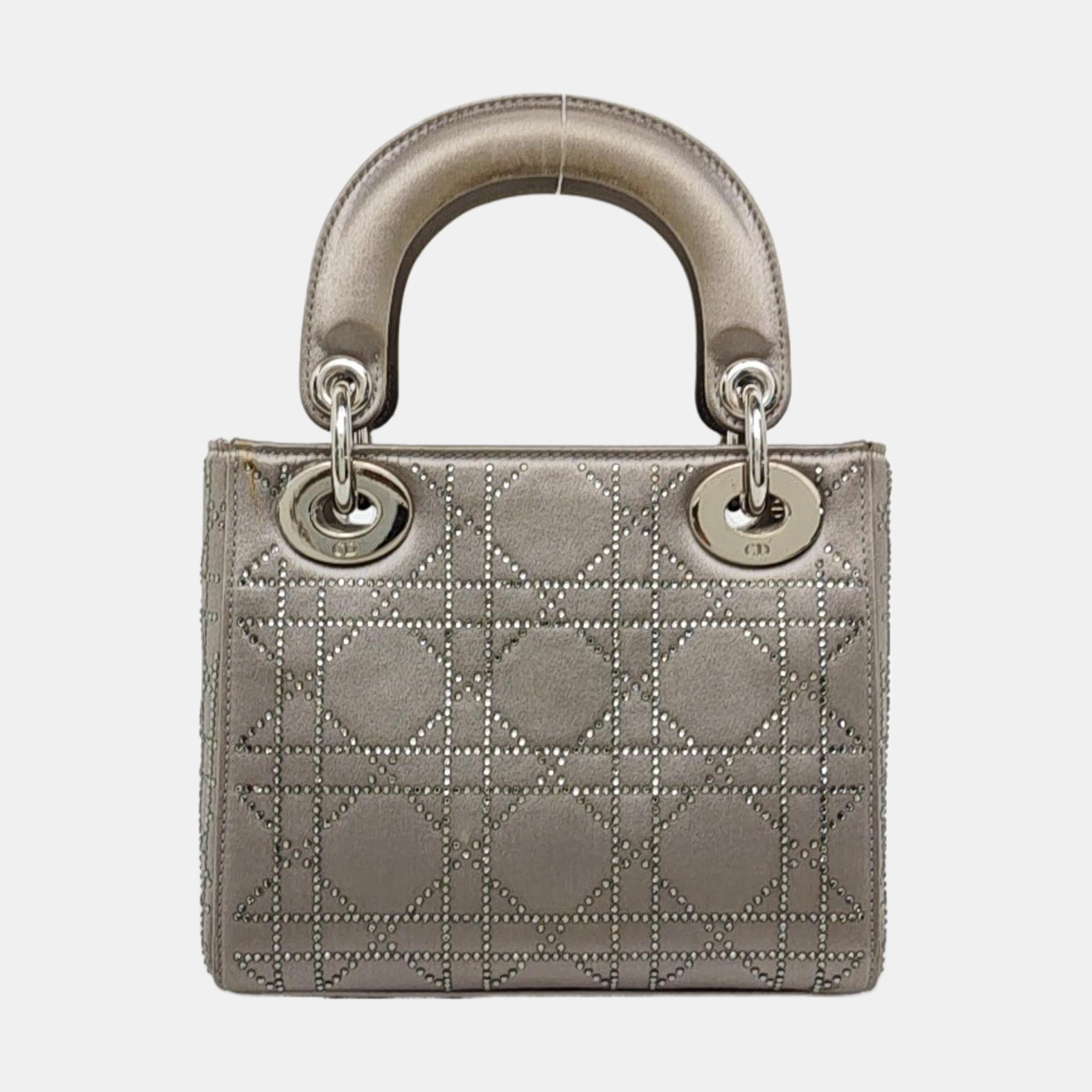 Lady Dior Mini Cannage Silk Satin Gray