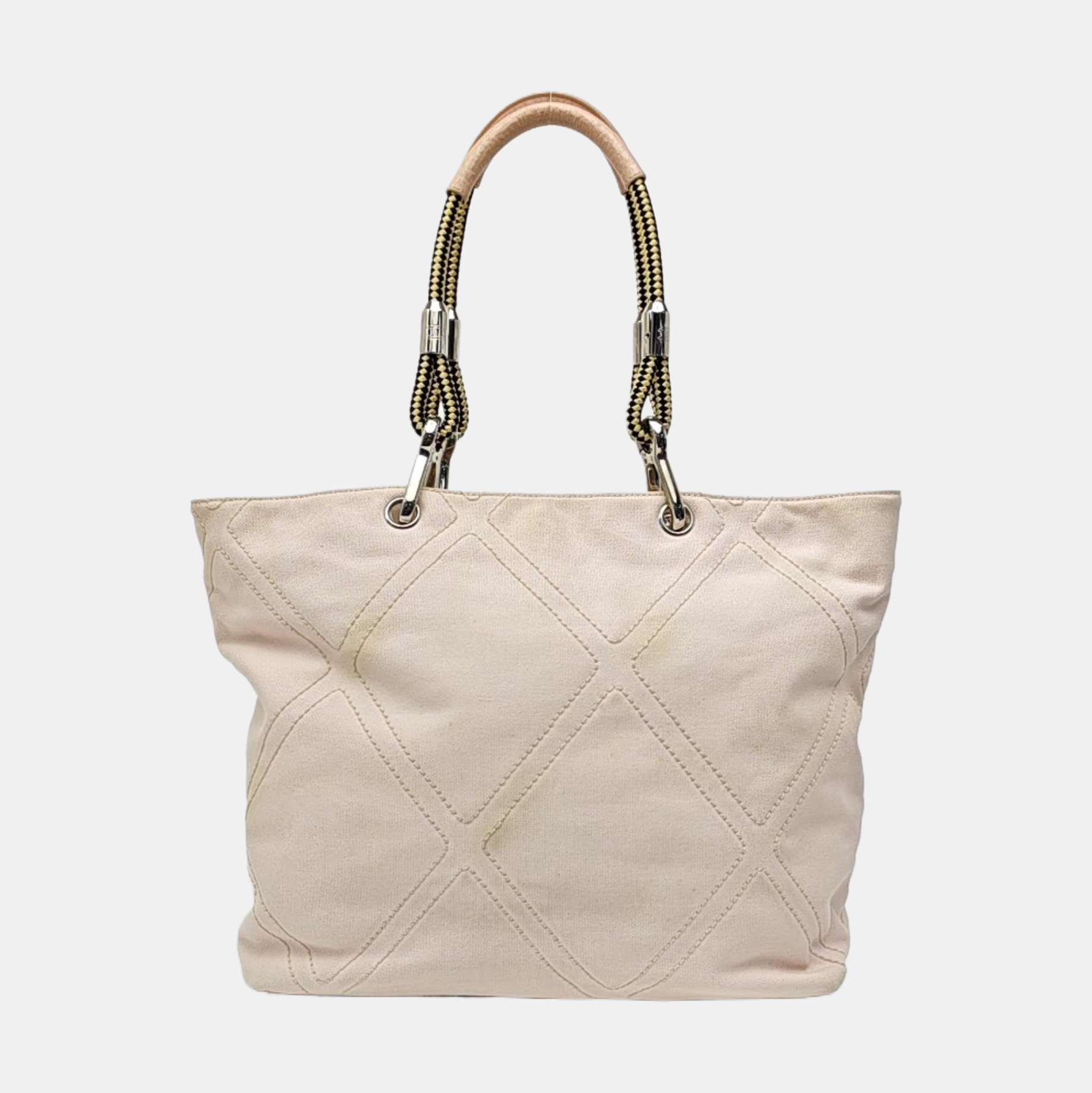 Quilted Canvas Tote Bag Pink