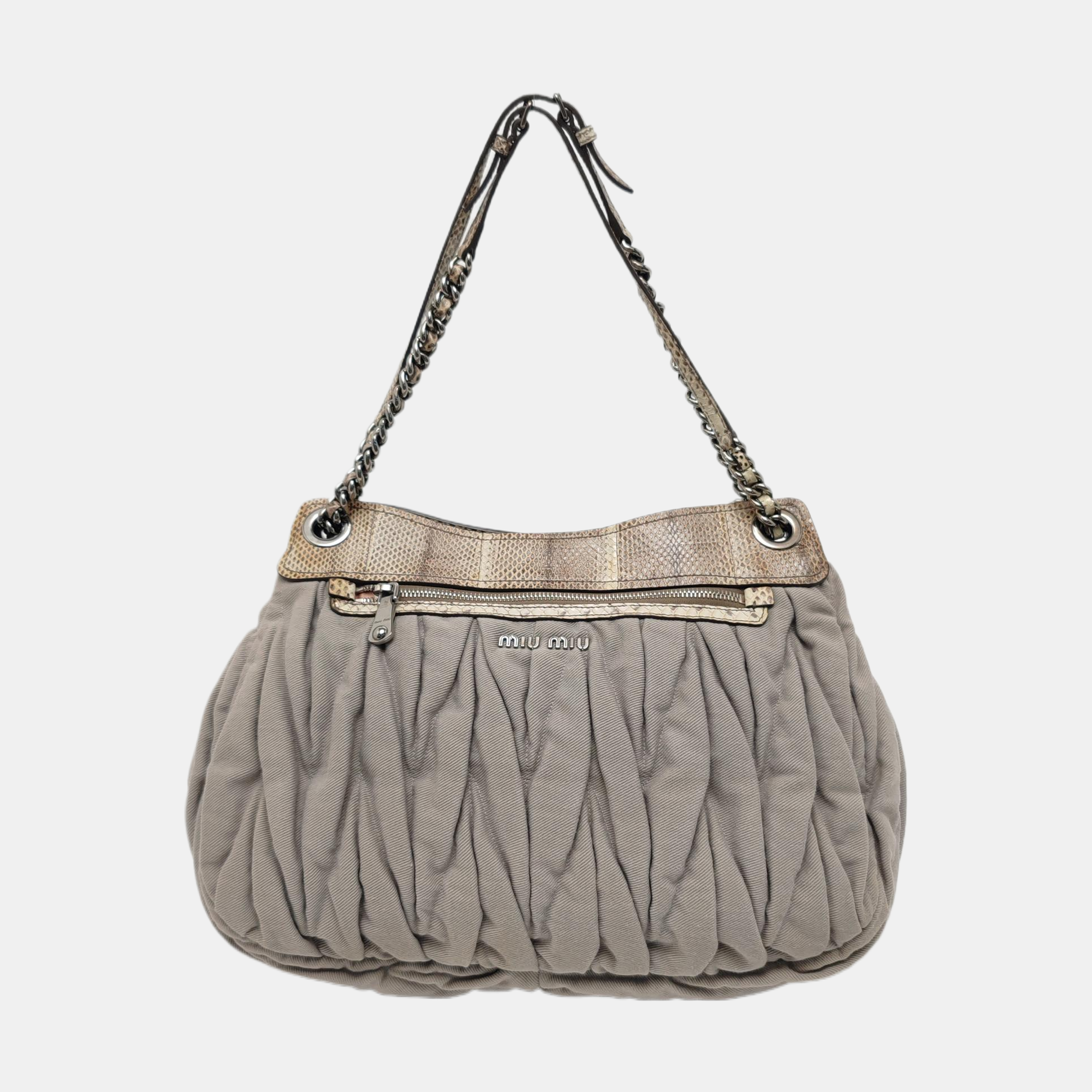 Quilted Fabric Shoulder Bag Gray
