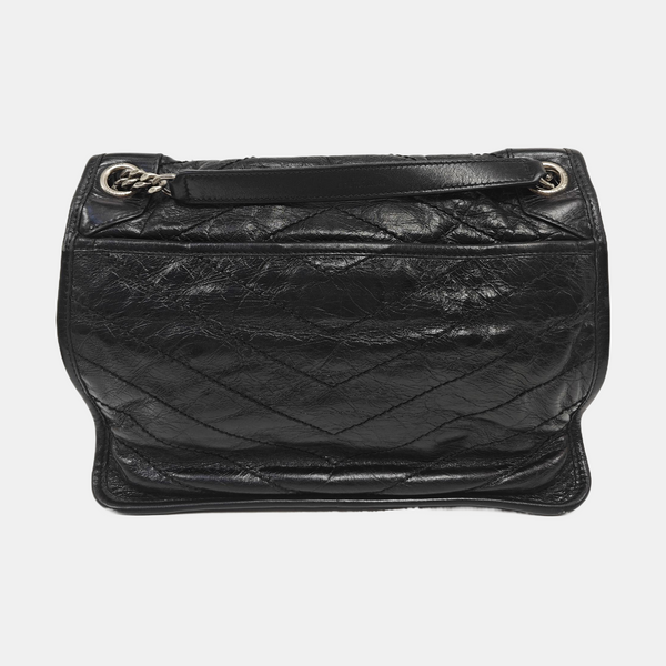 NIKI Medium Chevron Calfskin Black