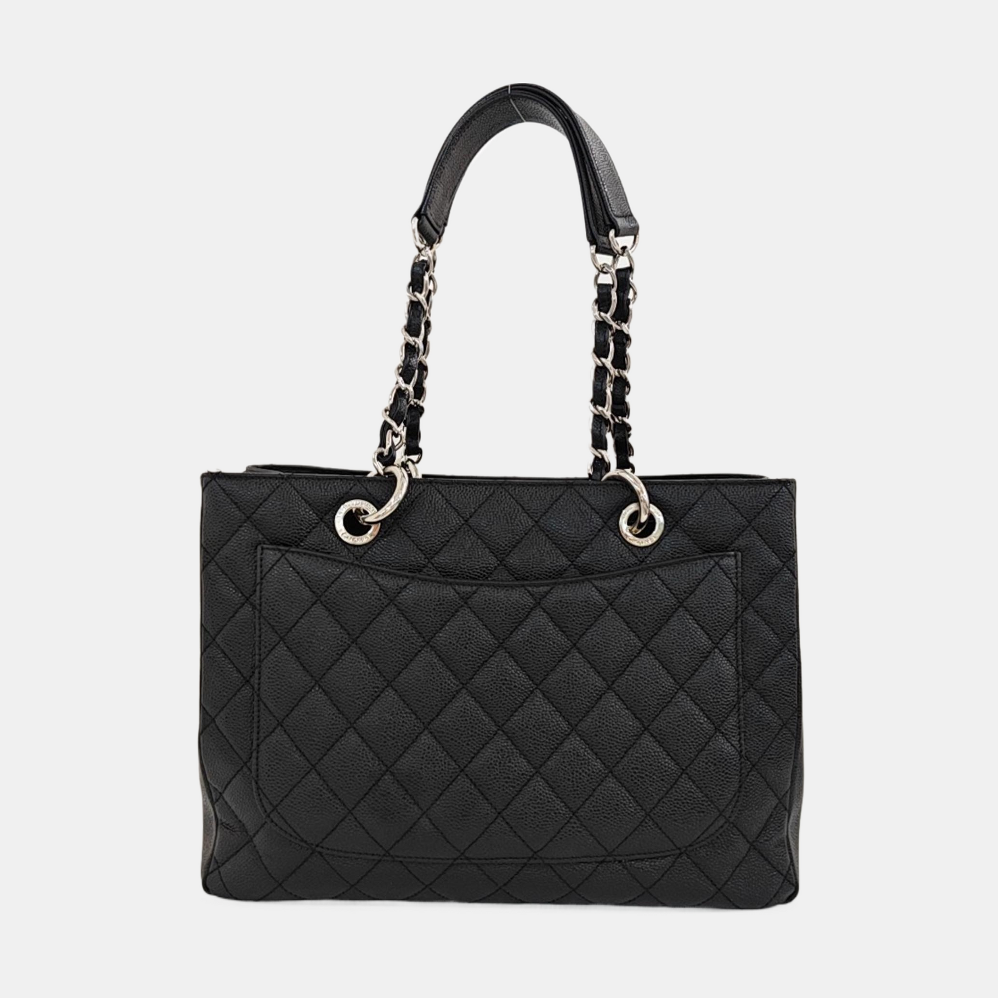 CHANEL GST Large Quilted Grained Calfskin Black