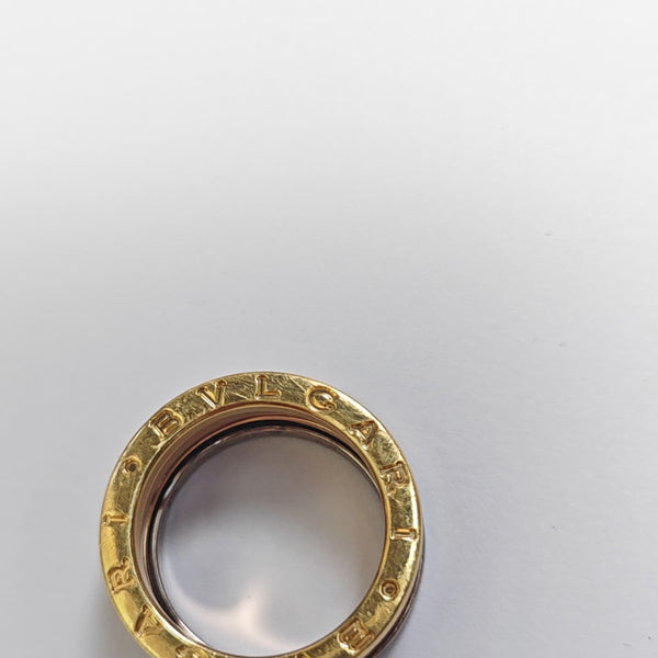 B.ZERO1 18k White Gold Rose Gold Ring EU 52