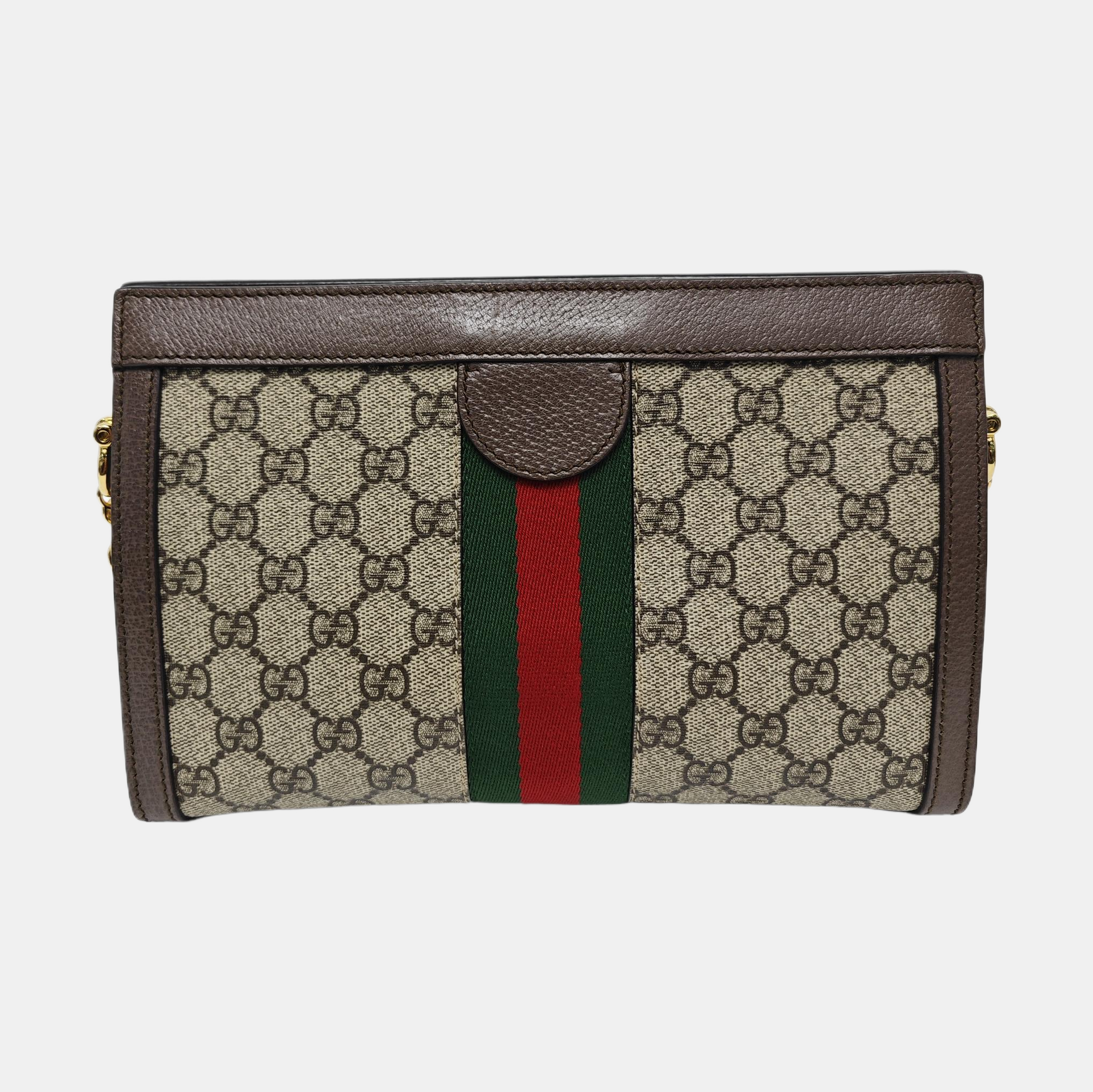 Ophidia Small Monogram Coated Canvas Beige