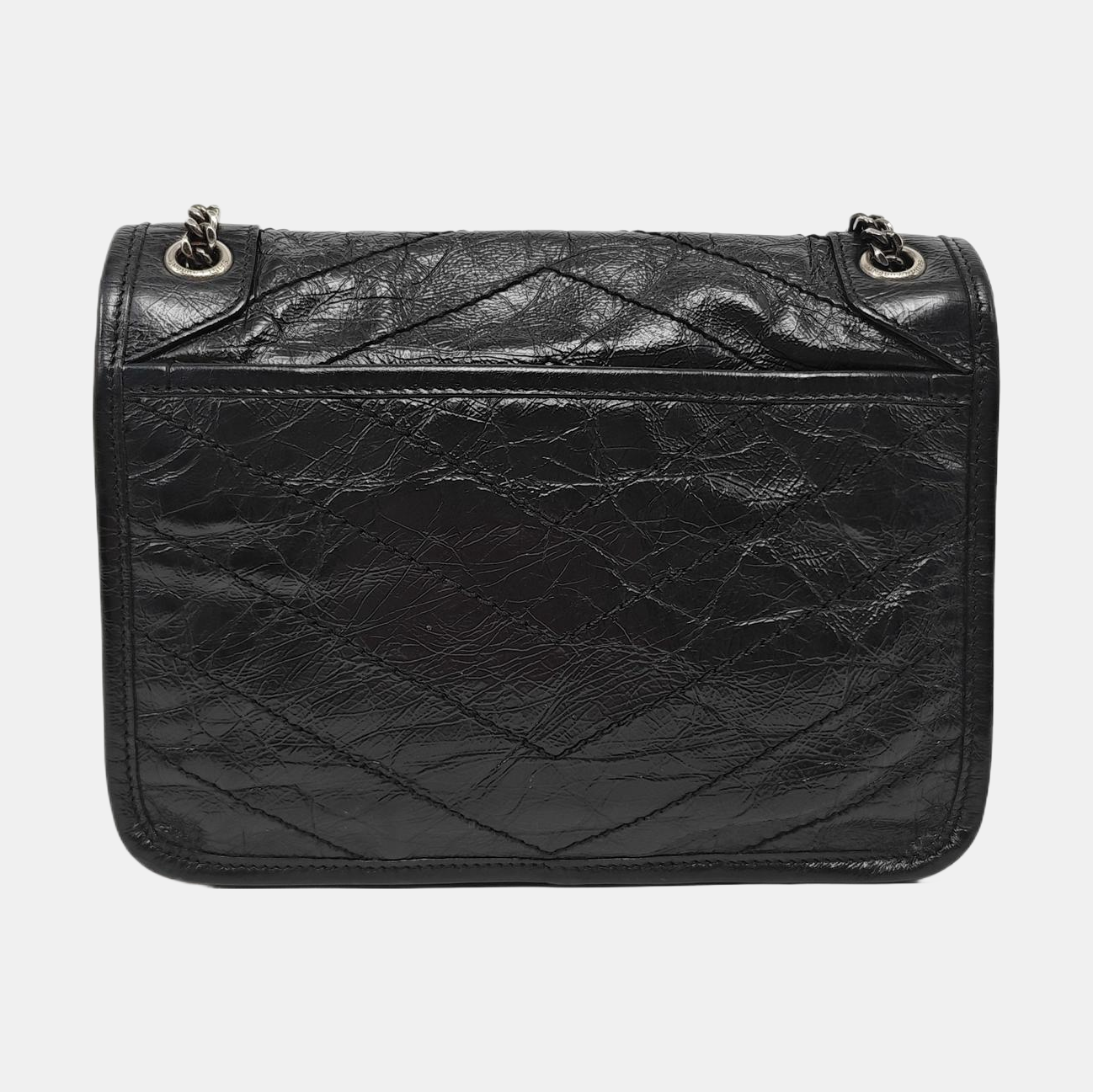 NIKI Small Chevron Calfskin Black
