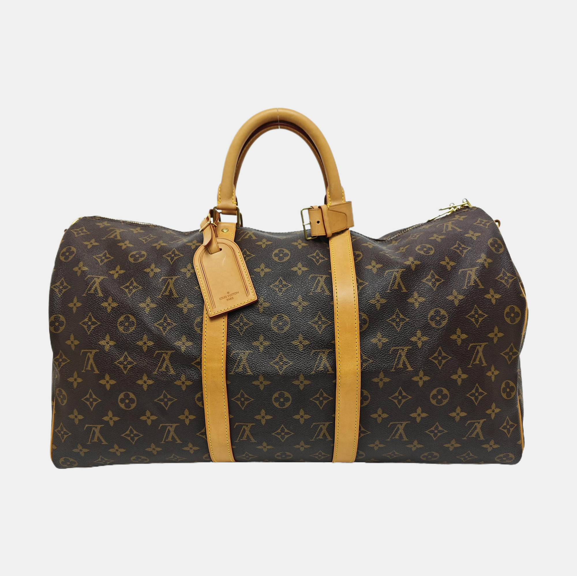 KEEPALL 50 Monogram Coated Canvas Brown