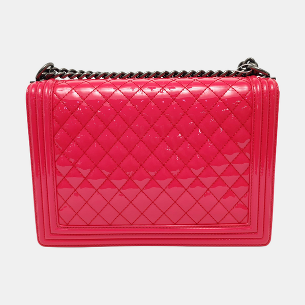 BOY CHANEL Maxi Quilted Patent Leather Red
