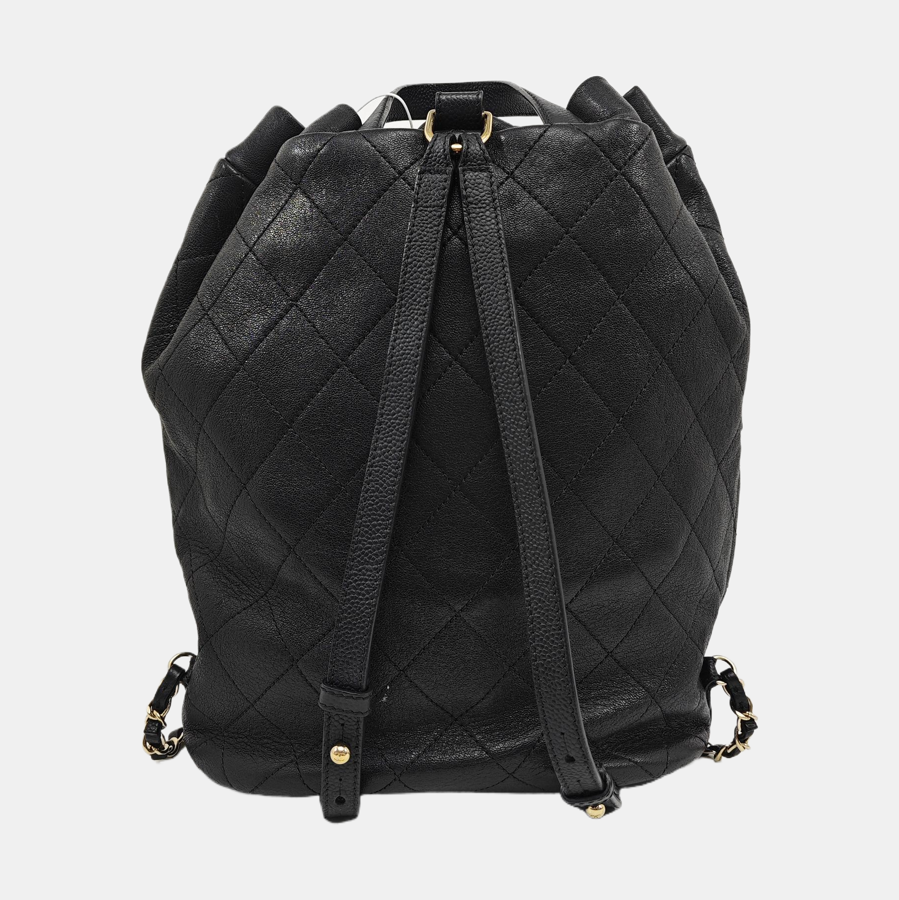 Quilted Grained Calfskin Backpack Black