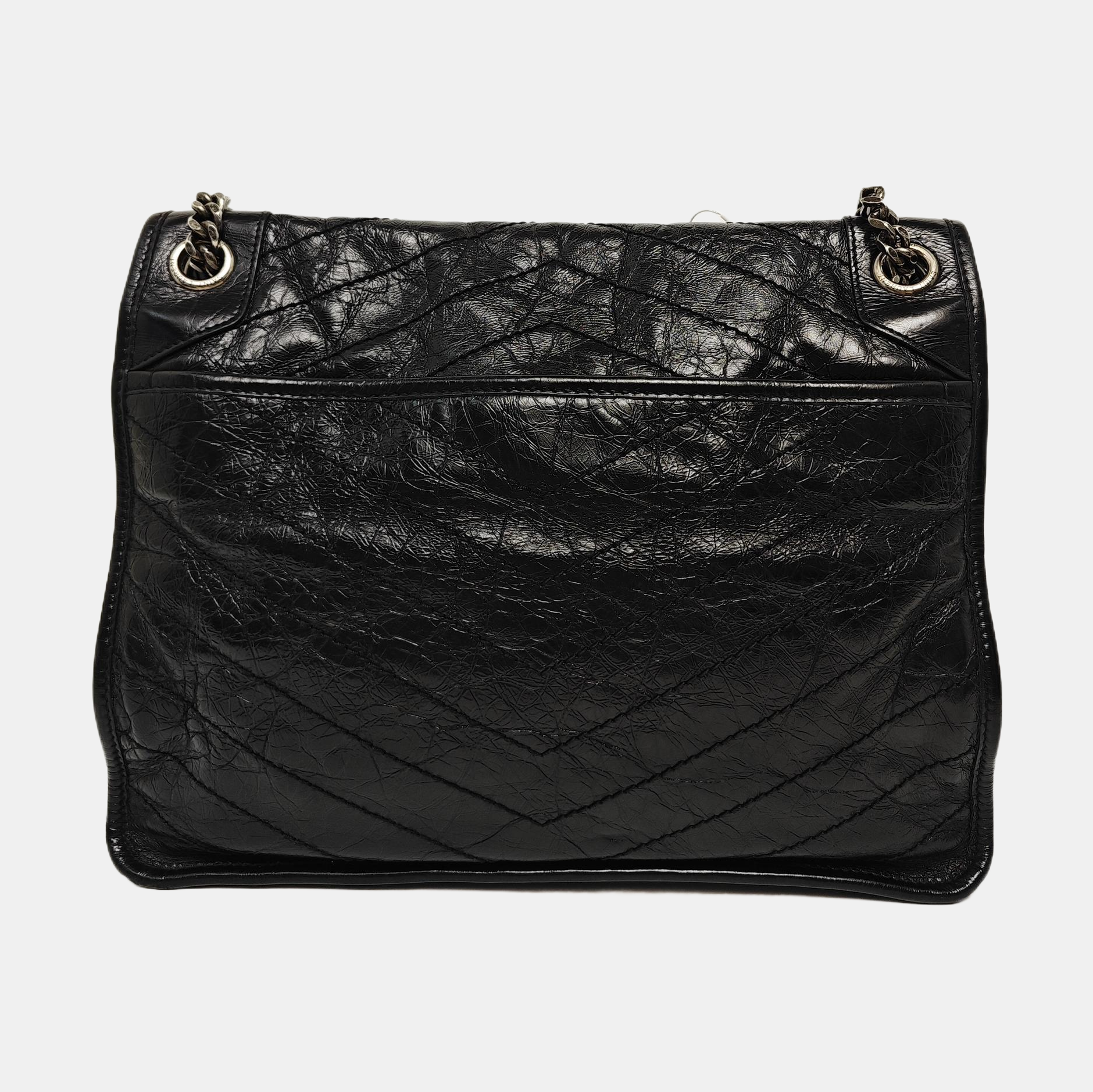 NIKI Large Chevron Calfskin Black