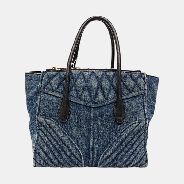 Quilted Denim Shoulder Bag Blue