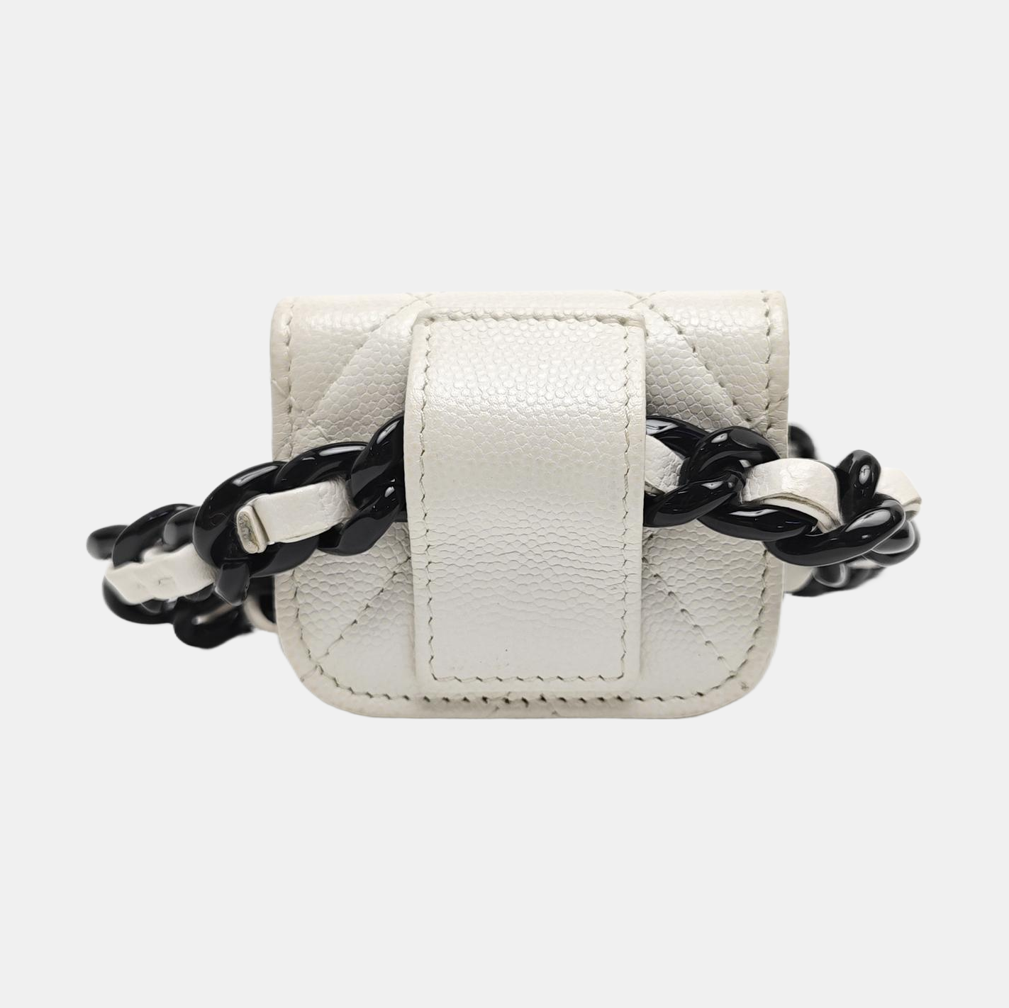 Quilted Grained Calfskin Belt Bag White