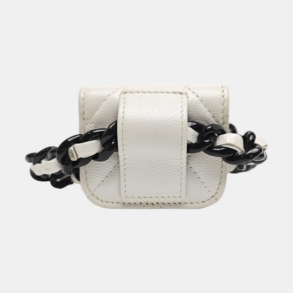 Quilted Grained Calfskin Belt Bag White