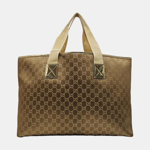 Monogram Coated Canvas Tote Bag Brown
