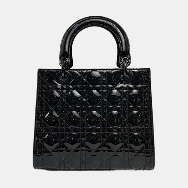 Lady Dior Medium Cannage Patent Leather Green