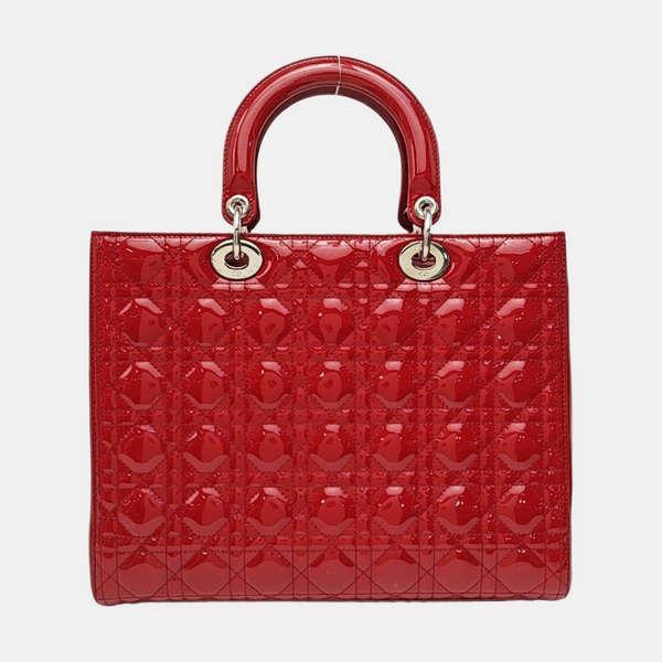 Lady Dior Large Cannage Patent Leather Red