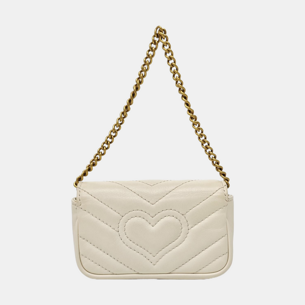 GG Marmont Super Mini Quilted Calfskin White