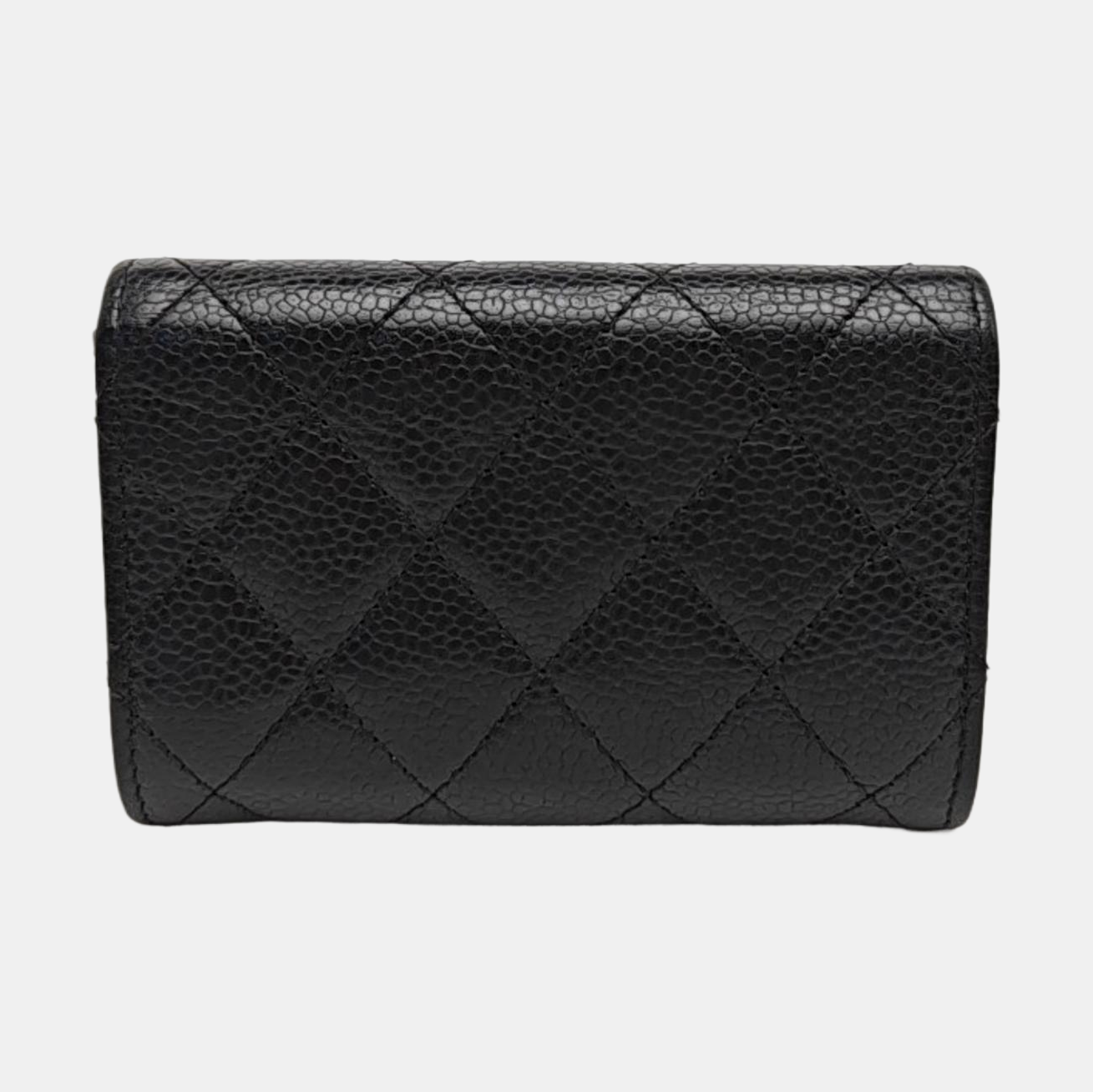 CLASSIC FLAP Quilted Grained Calfskin Black Card Holder
