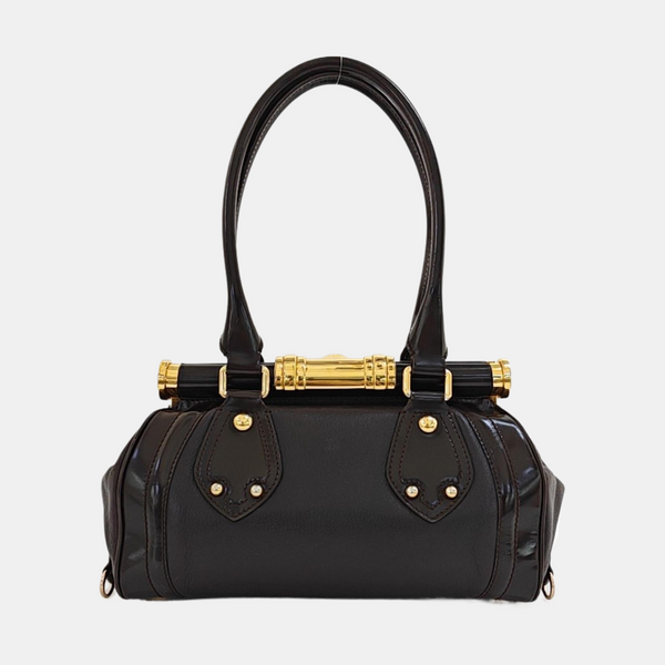 Leather Top Handle Bag Red