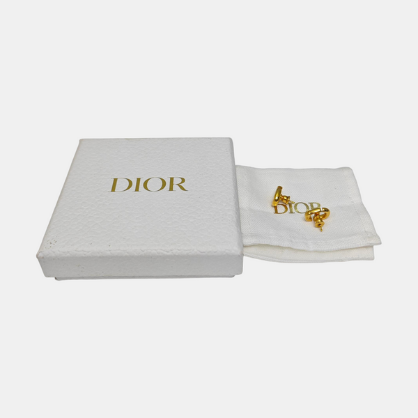CD Navy Metal Gold Stud Earrings