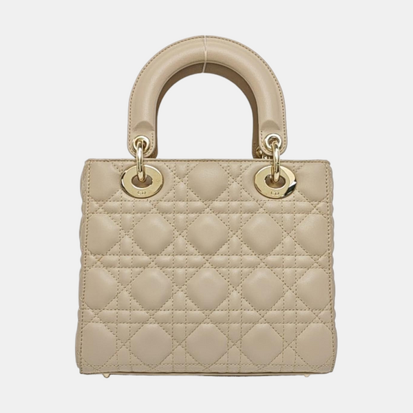 Lady Dior Small Cannage Lambskin Beige