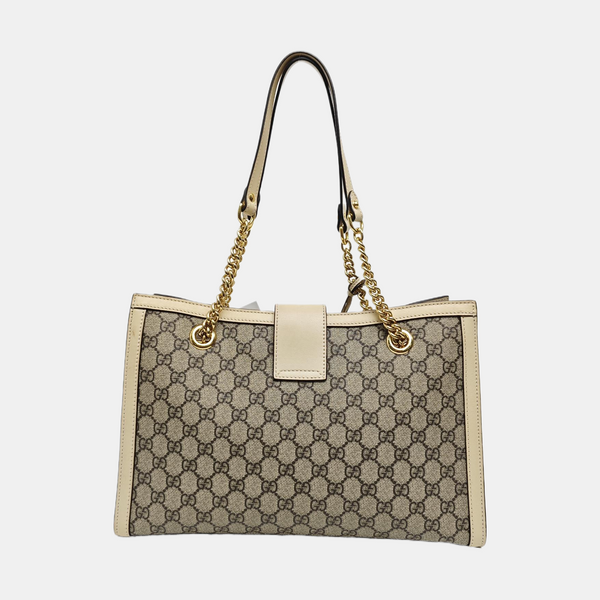 Padlock Medium Monogram Coated Canvas Beige