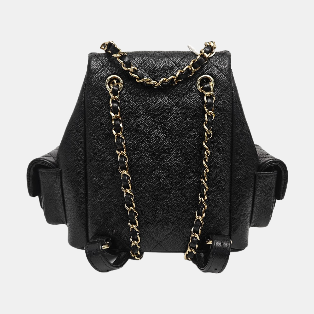 Quilted Grained Calfskin Backpack Small Black