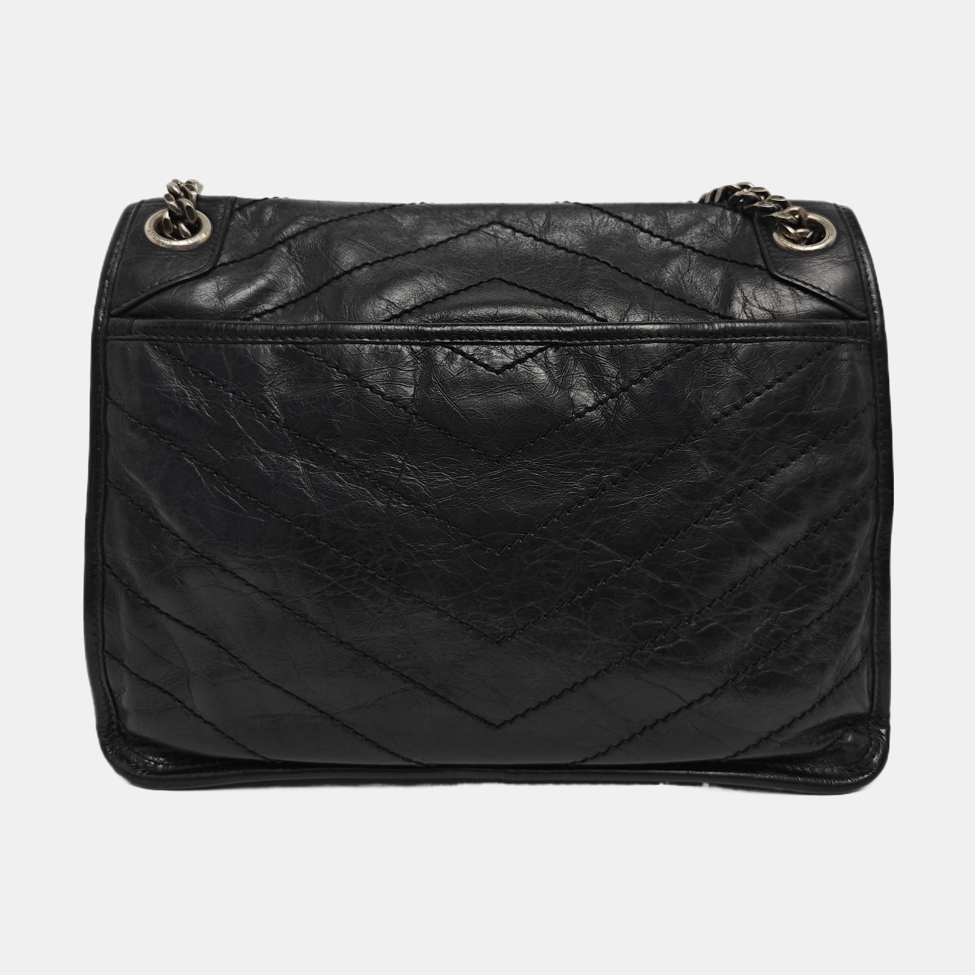 NIKI Medium Chevron Calfskin Black