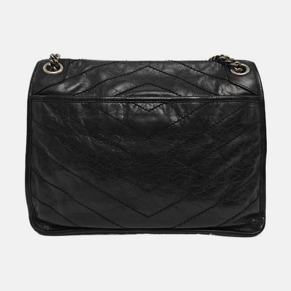 NIKI Medium Chevron Calfskin Black