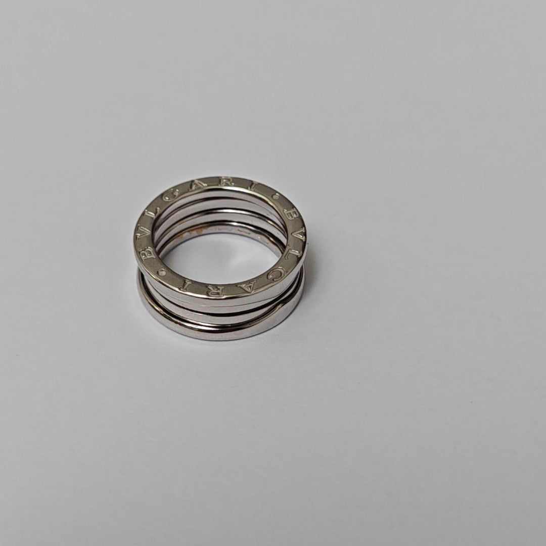 B.ZERO1 18k White Gold Silver Ring EU 50