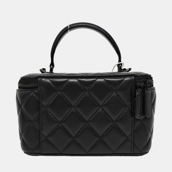 VINTAGE COSMETIC BAGS Quilted Lambskin Black