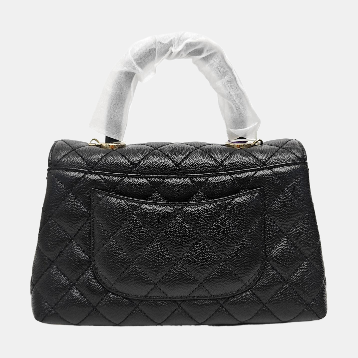 COCO HANDLE Small Quilted Grained Calfskin Black