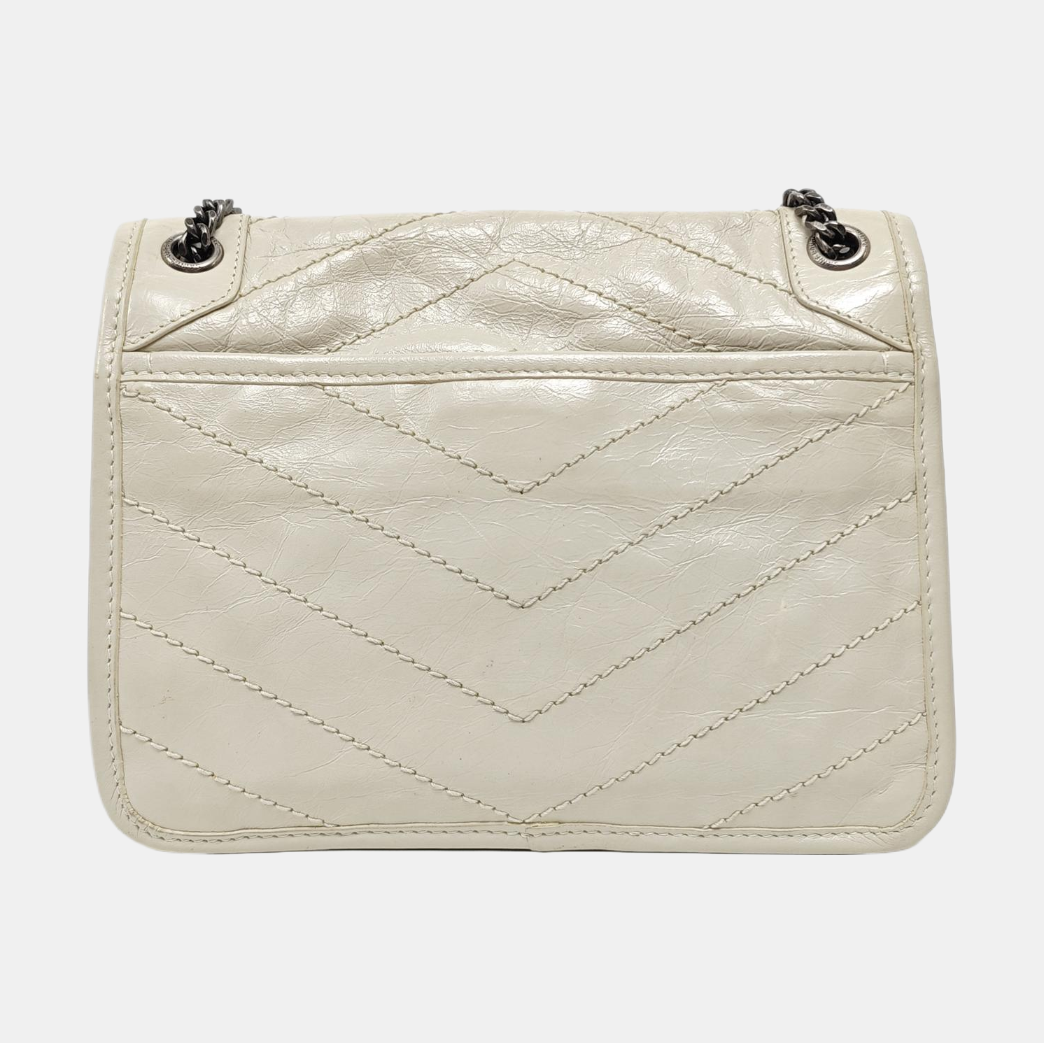 NIKI Small Chevron Calfskin White