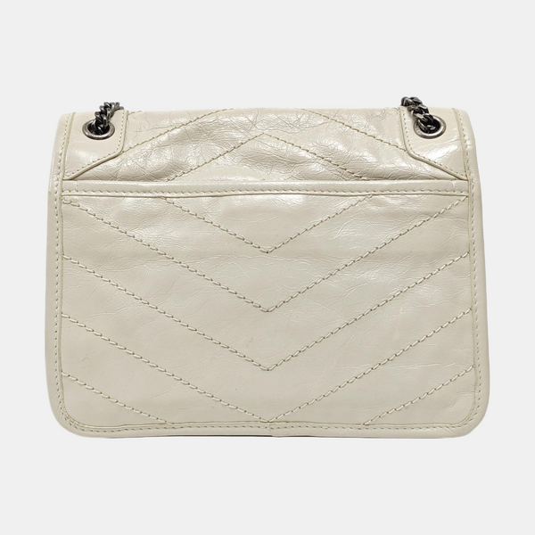 NIKI Small Chevron Calfskin White