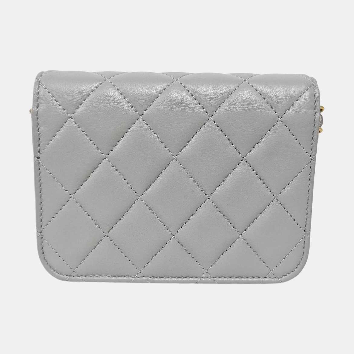 Authenticated pre-owned  WOC Quilted Lambskin Gray - Shoulder Bag at Looply