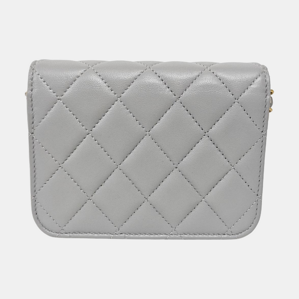 Authenticated pre-owned  WOC Quilted Lambskin Gray - Shoulder Bag at Looply