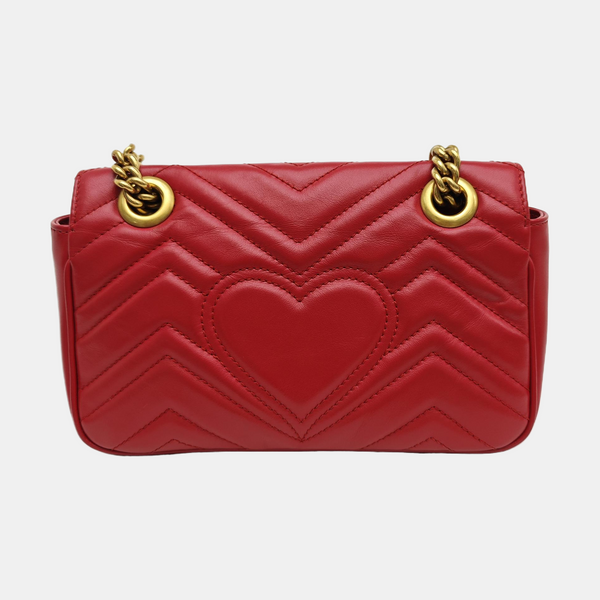 GG Marmont Small Quilted Calfskin Red