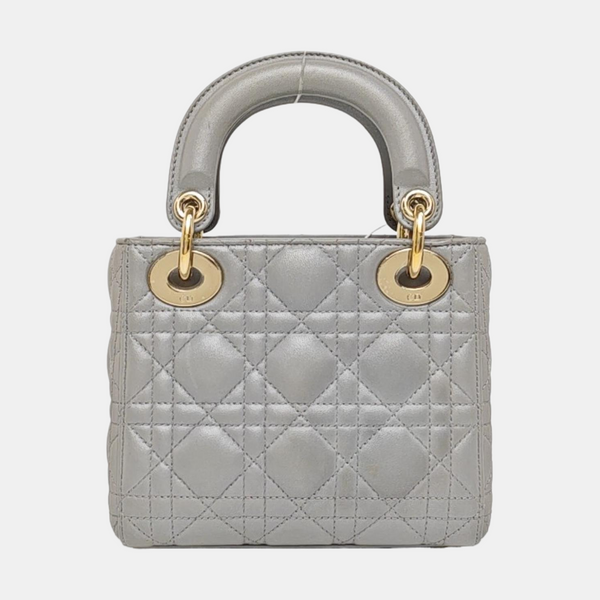 Lady Dior Mini Cannage Lambskin Gray