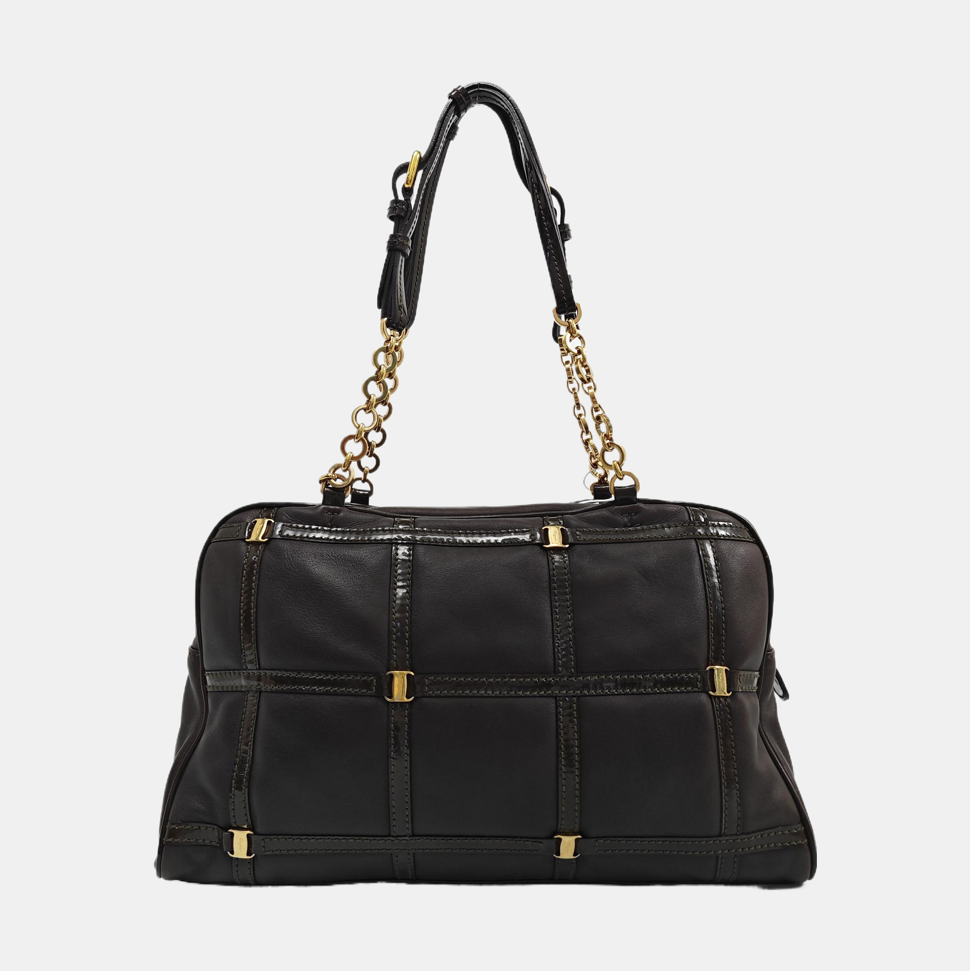 Quilted Calfskin Top Handle Bag Brown