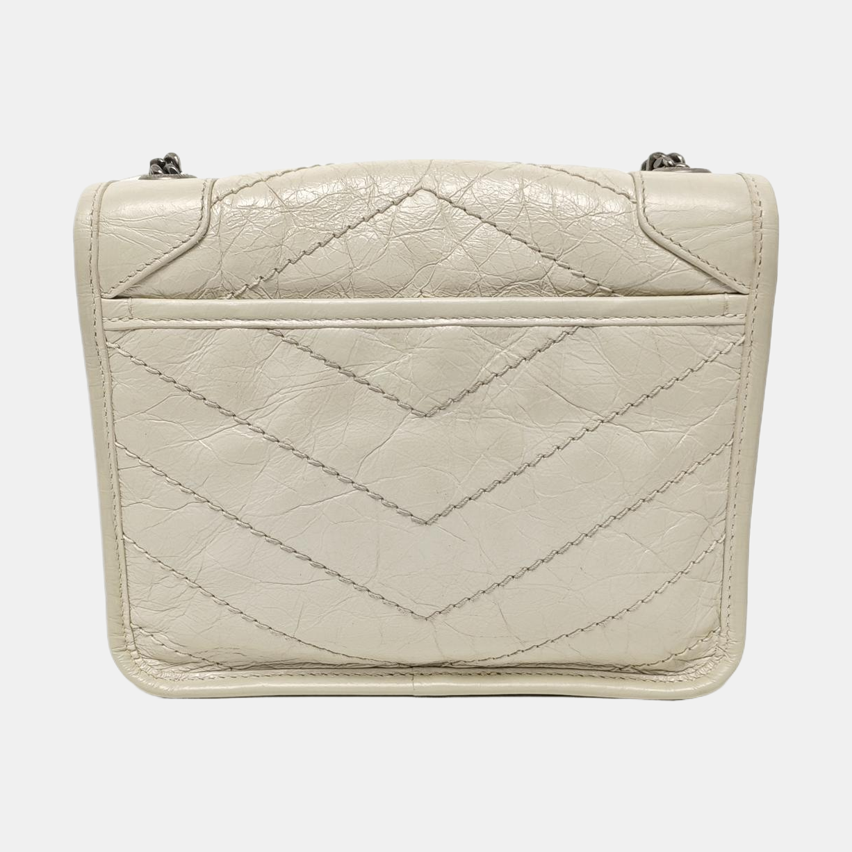 NIKI Mini Chevron Calfskin White