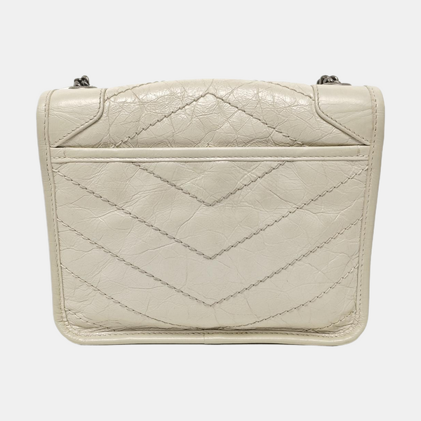 NIKI Mini Chevron Calfskin White