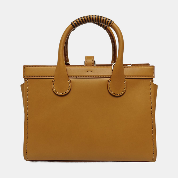 Calfskin Top Handle Bag Brown