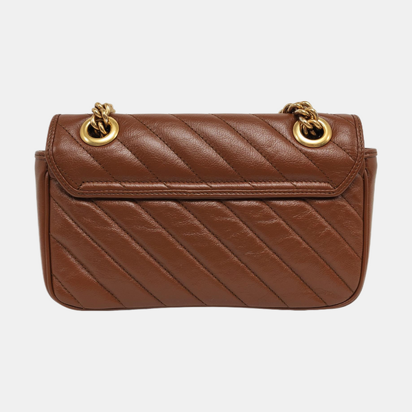 GG Marmont Small Quilted Calfskin Brown