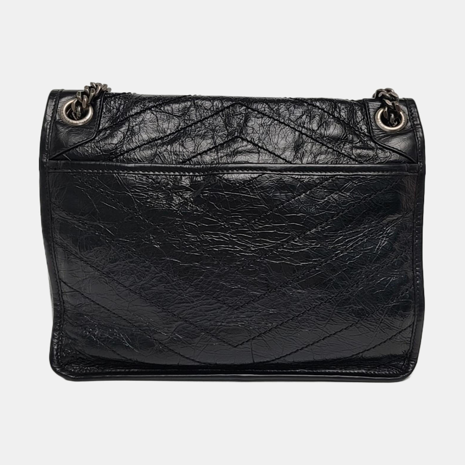 NIKI Medium Chevron Calfskin Black