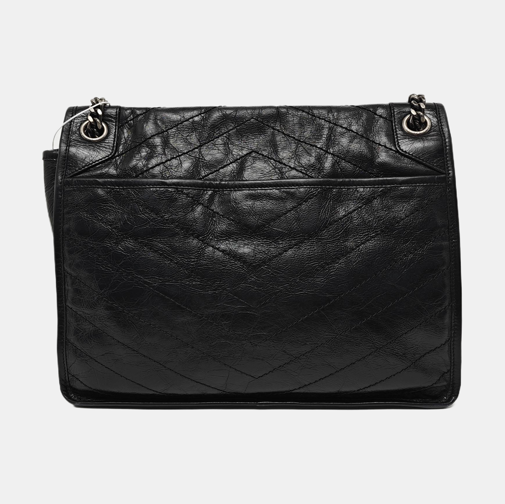 NIKI Large Chevron Calfskin Black