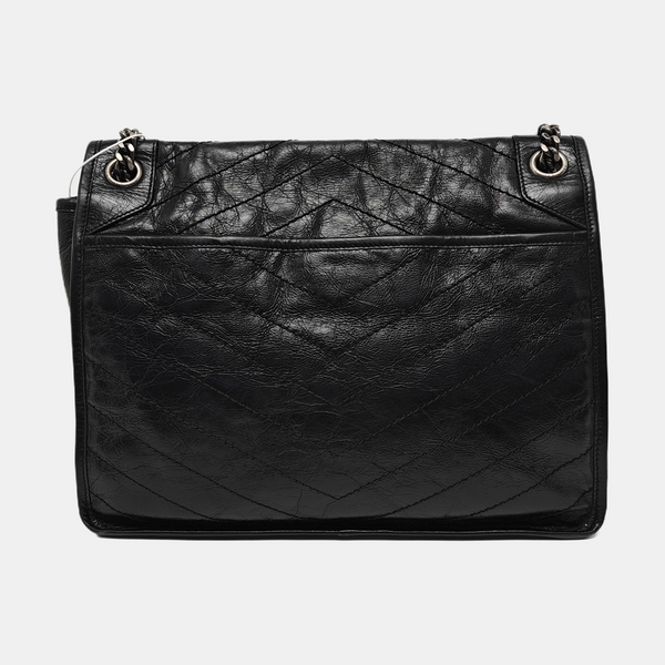 NIKI Large Chevron Calfskin Black