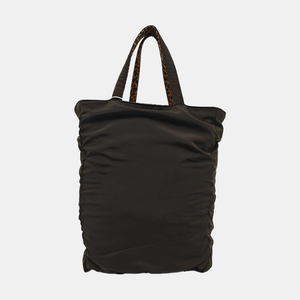 Fabric Top Handle Bag Brown