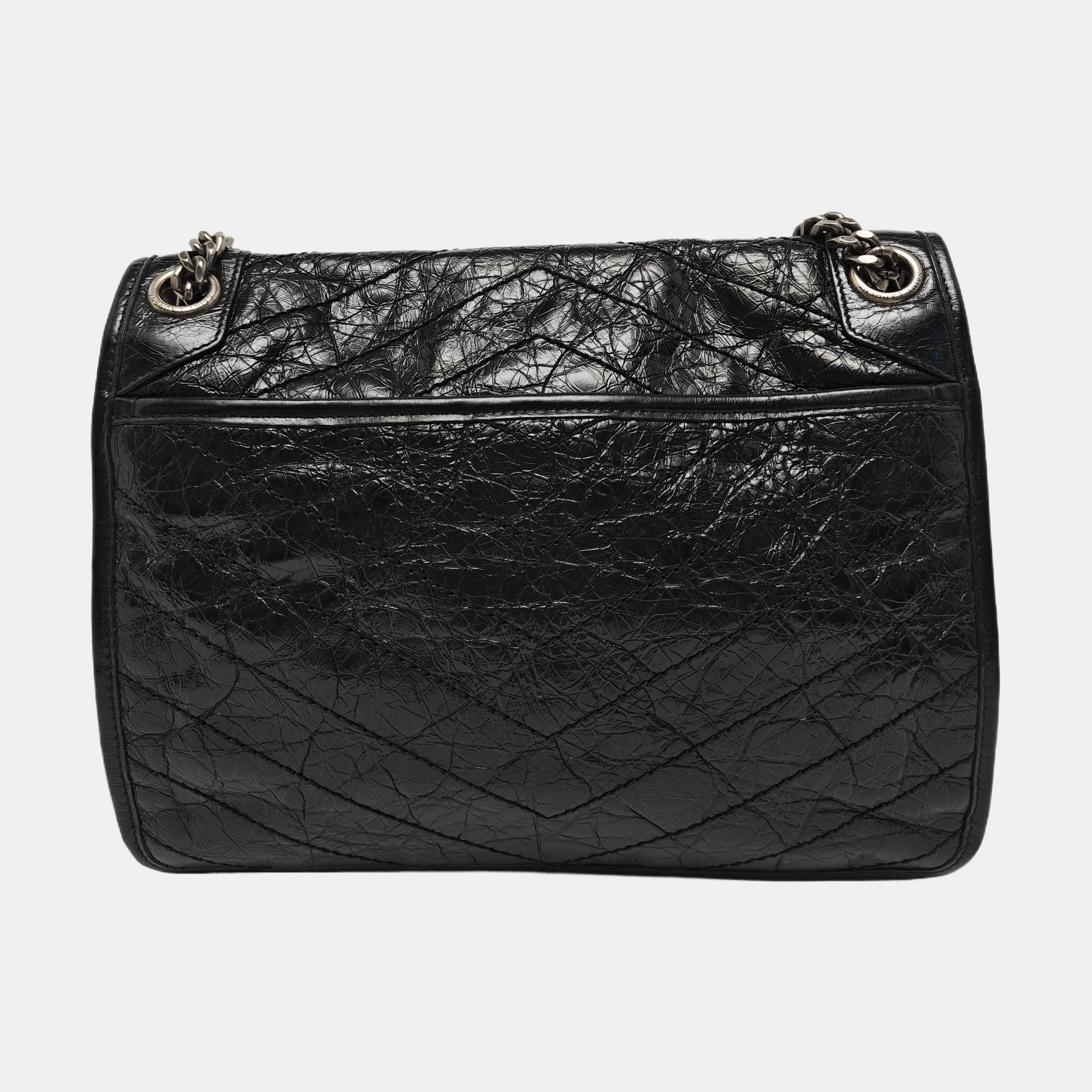 NIKI Medium Chevron Calfskin Black