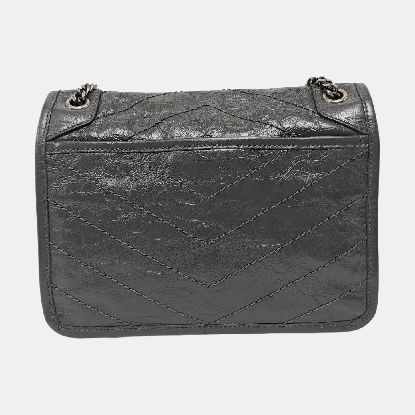 NIKI Small Chevron Calfskin Gray