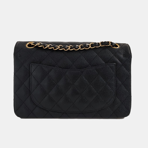 CLASSIC FLAP Small Quilted Grained Calfskin Black