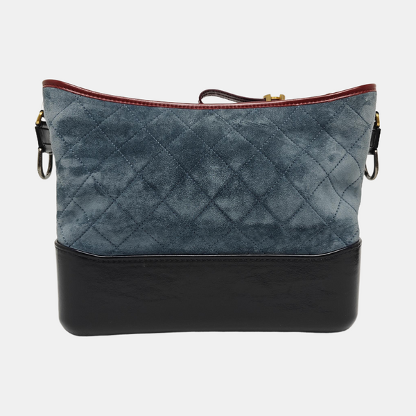 GABRIELLE Medium Quilted Suede Blue